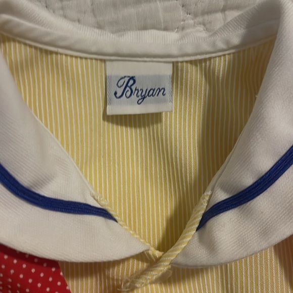 Vintage Bryan Baby Sailor Outfit Yellow Collared Shorts Unsized - Picture 3 of 3